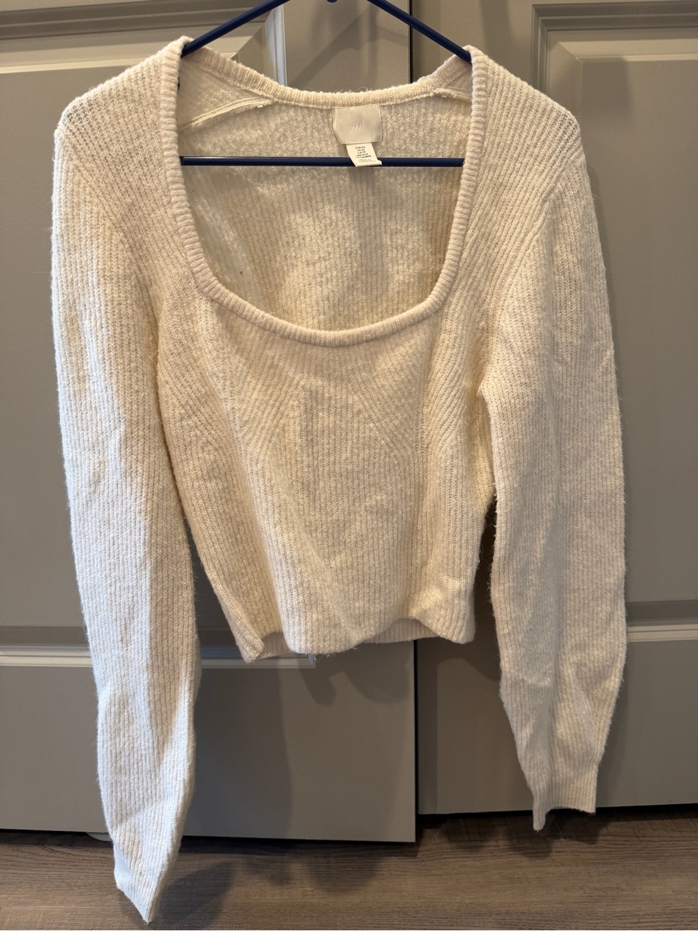 H&M Cream Scoop Neck Ribbed Women's Sweater